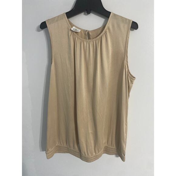 Db life women’s 100% silk sleeveless top beige size S luxury classic - Picture 1 of 5